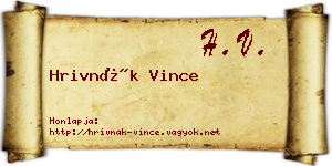 Hrivnák Vince névjegykártya